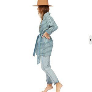 Billabong x Wrangler cardigan Down to Earth Quilted Denim Kimono Jacket. Size M.